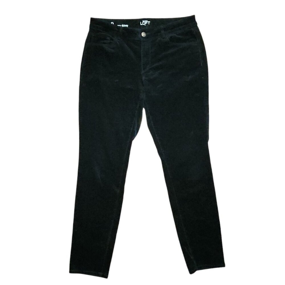 Ann‎ Taylor Loft Pants Womens Size 8 Solid All Black Corduroy Curvy Skinny